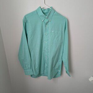 Southern Tide Long Sleeve Button Down Classic Fit Green & White Check, Medium